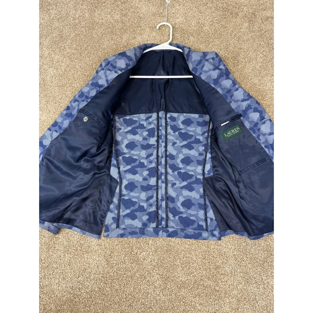 Lauren Ralph Lauren Boys Blue Camouflage‎ Blazer Jacket 14R Camo Jacquard 14